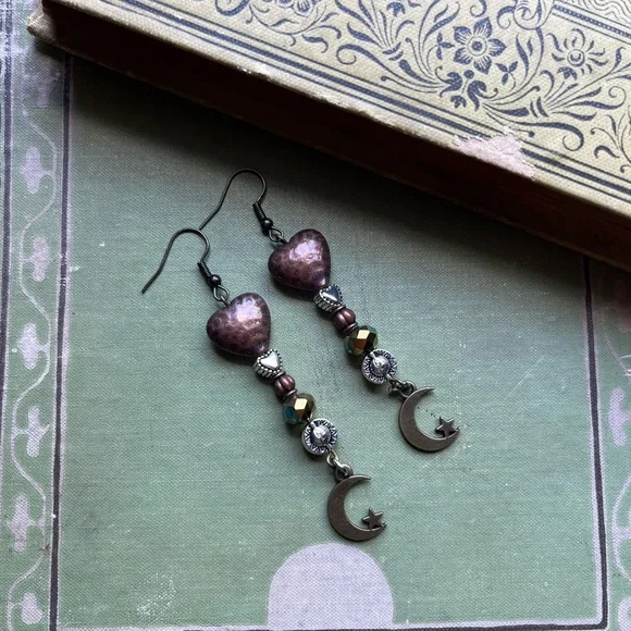 Hearts, Sun & Moon Boho Earrings - Picture 4 of 13